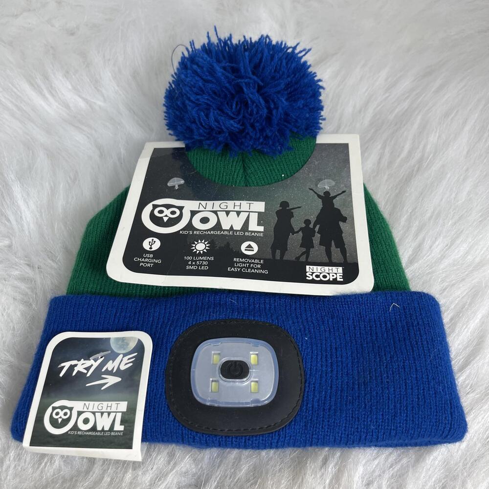 Night Owl Kids Rechargeable LED Beanie with USB Charging Port